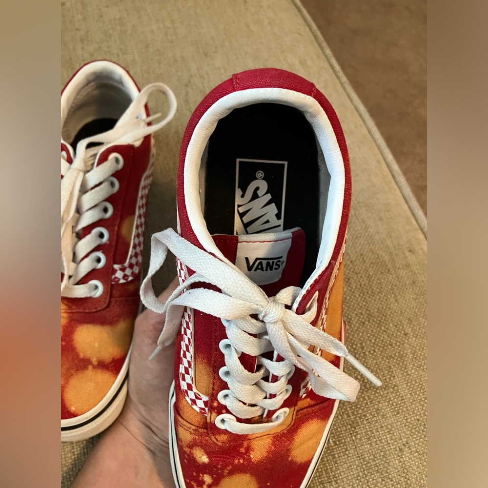 Vans red and orange with red checkered stripe - Picture 4 of 5